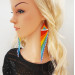 Extra long dangle rainbow beaded earrings