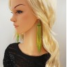 Long Beaded Earrings in Lime Green Gradient