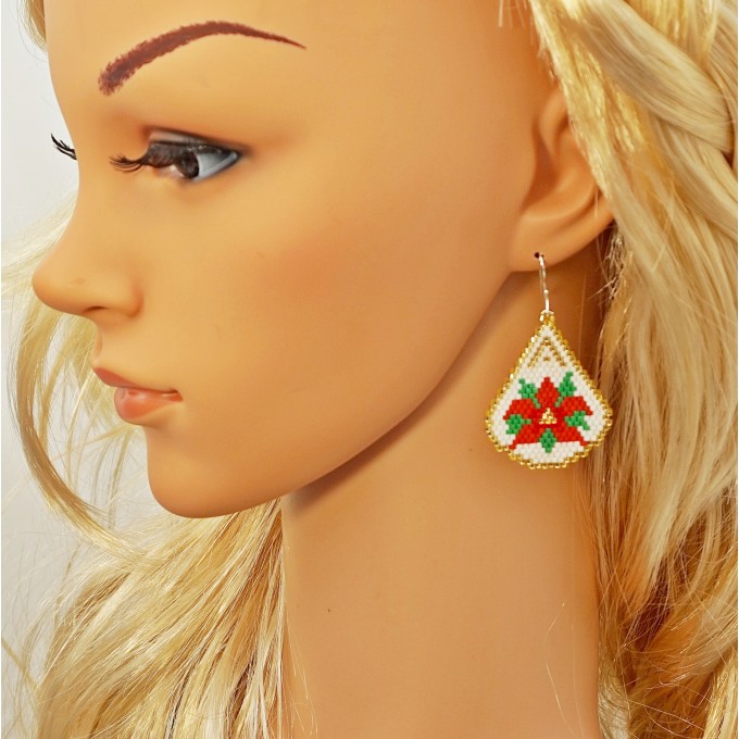 Christmas Flower Poinsettia Earrings