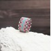 Pastel Pink Grey Blue Beaded Ring of Seed Beads