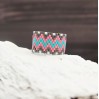 Pastel Pink Grey Blue Beaded Ring of Seed Beads
