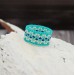 Turquoise blue band beaded ring
