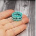 Turquoise and White Waves Ring of Seed Beads