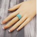 Turquoise and White Waves Ring of Seed Beads