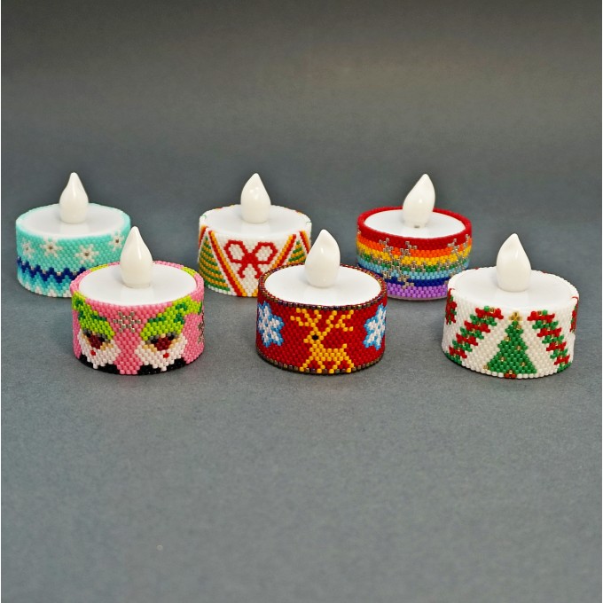 Christmas Designs Patterns For Battery Operated Tea Light Candles SET of 12