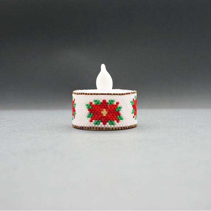 Led Candle Cover - Christmas Flower Poinsettia