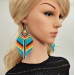 Oversized beaded turquoise dangle earrings