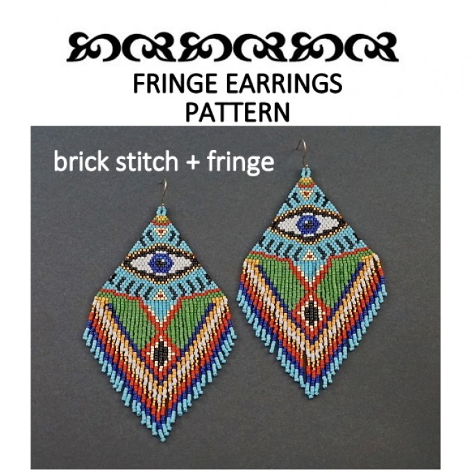EVIL EYE Beaded Fringe Earrings Pattern by Galiga