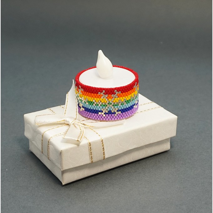 LED Candle Cover - LGBT Christmas, Rainbow Design