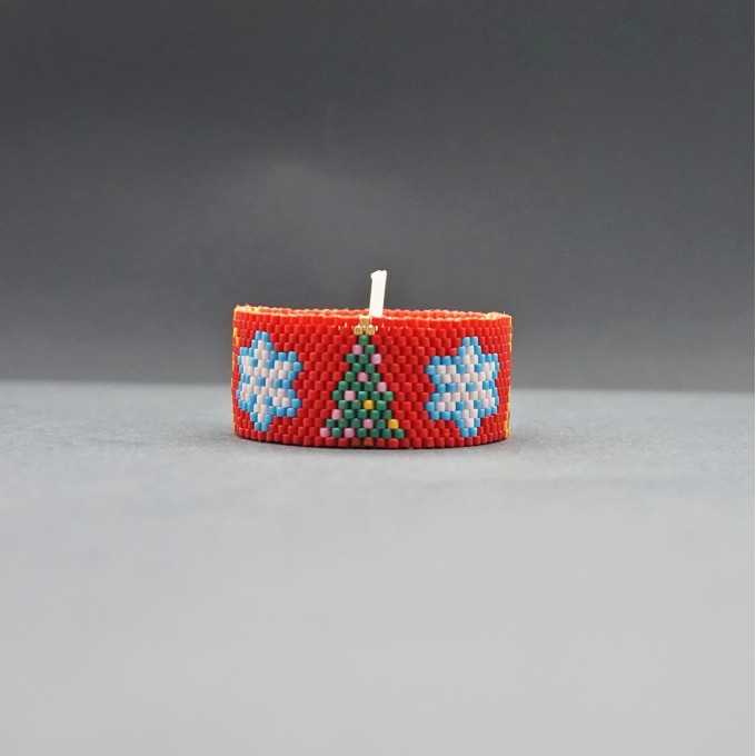 Beaded Candle Cover Christmas Reindeer