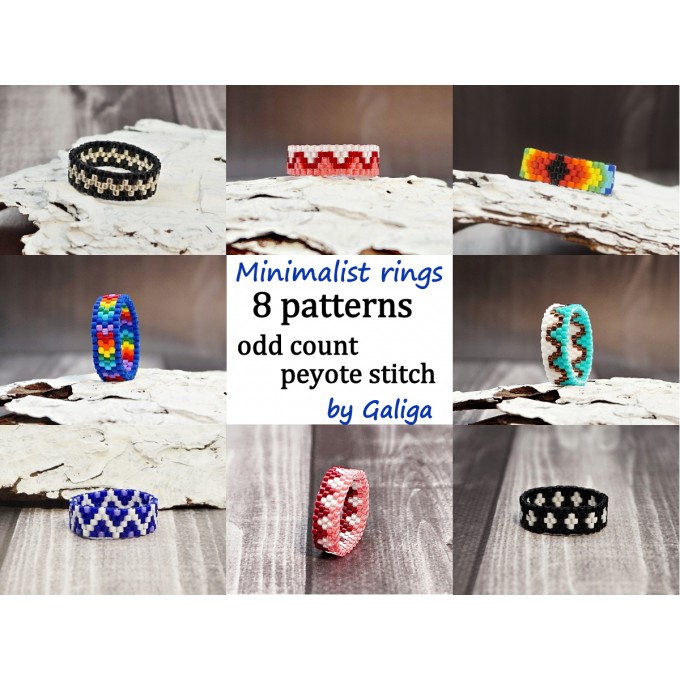 Minimalist beaded rings patterns peyote stitch