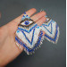 Blue evil eye beaded fringe earrings pattern