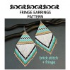 Beaded Earrings Fringe Pattern - Turquoise-White Design