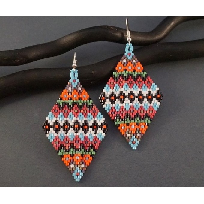 Ethnic beadwork brick beaded earrings pattern