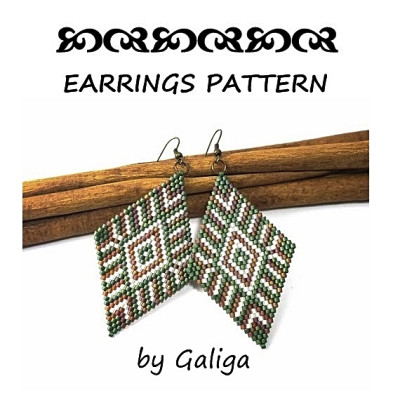 Fern Green Rhomb Beaded Earrings Pattern
