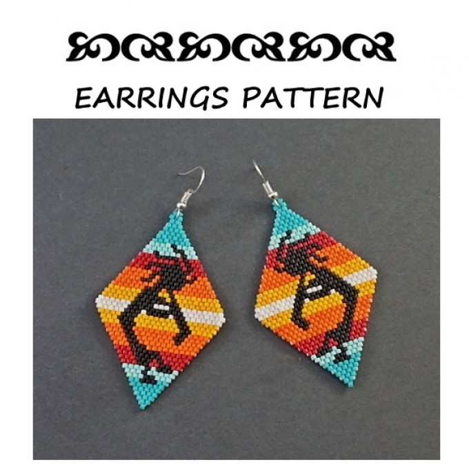Kokopelli Earrings pattern beading brick stitch