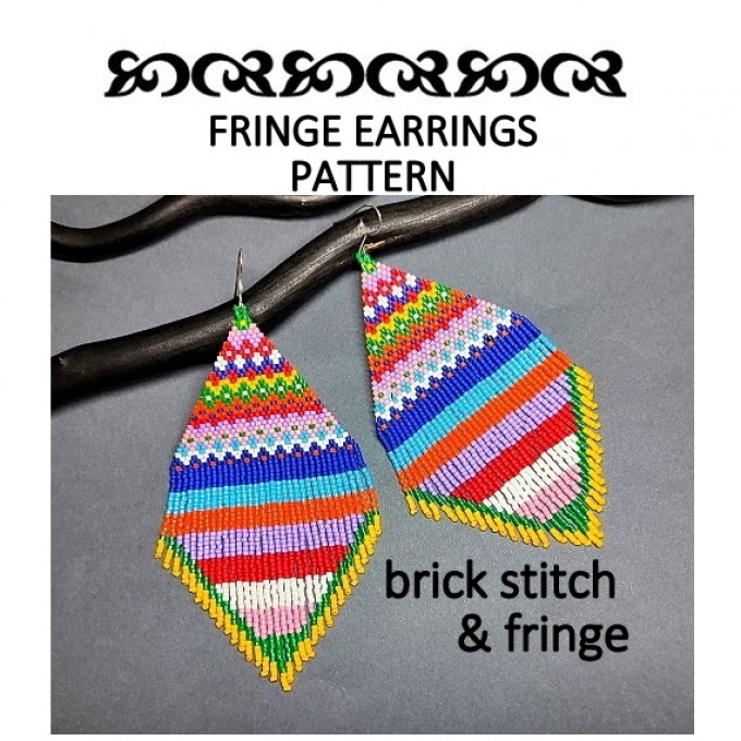 Colorful beaded fringe earrings pattern