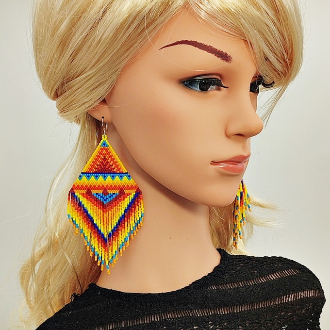 Yellow Beaded Fringe Earrings Pattern