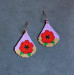 Red Poppy Flower Earrings on Small Purple Drop Seed Bead Pattern