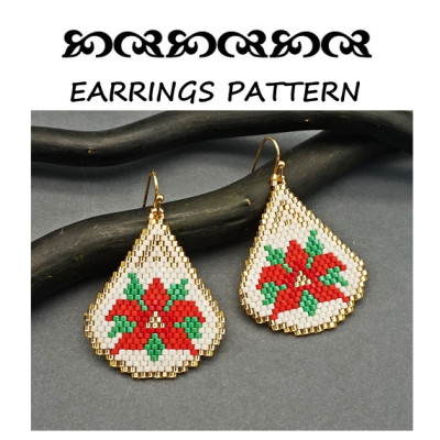 Christmas Flower Beaded earrings pattern