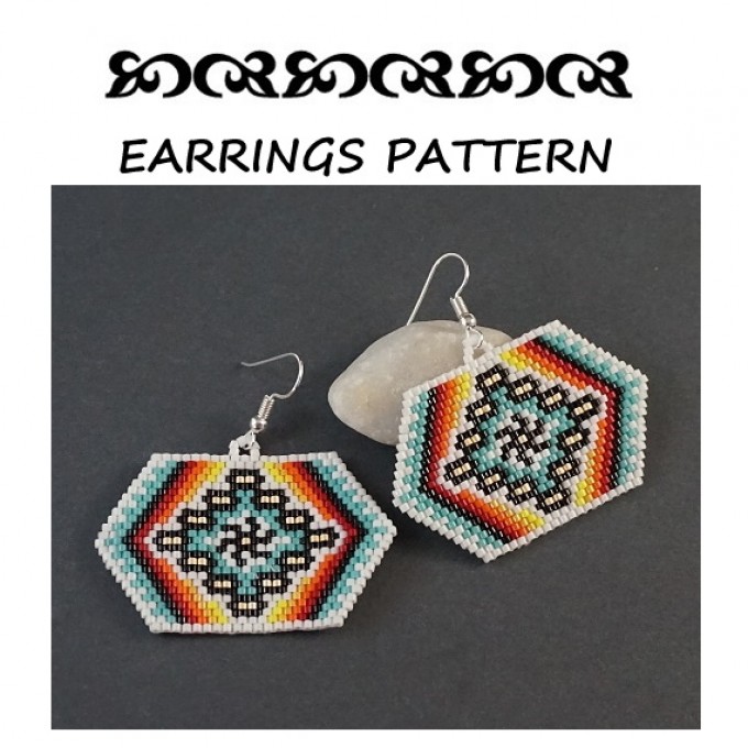 Ethnic Style Earrings pattern beading brick stitch