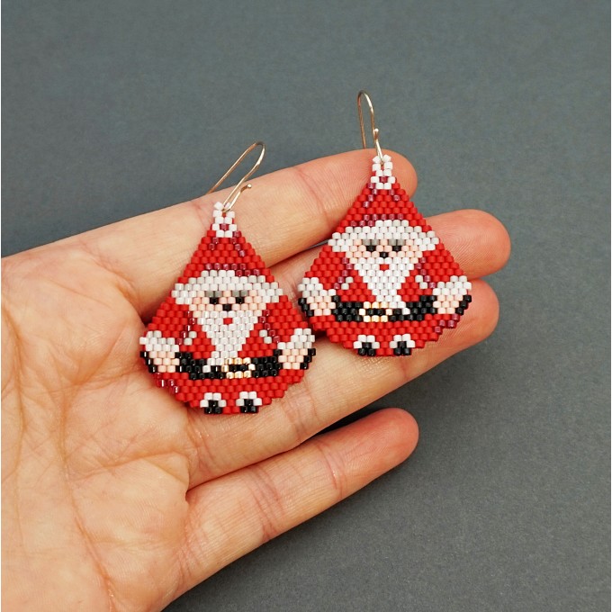 Mr and Mrs Santa 2 in 1 Beaded Earrings Patterns by Galiga Jewelry