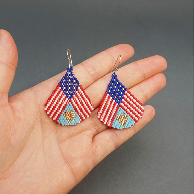 US Patriotic Bead Earrings Pattern