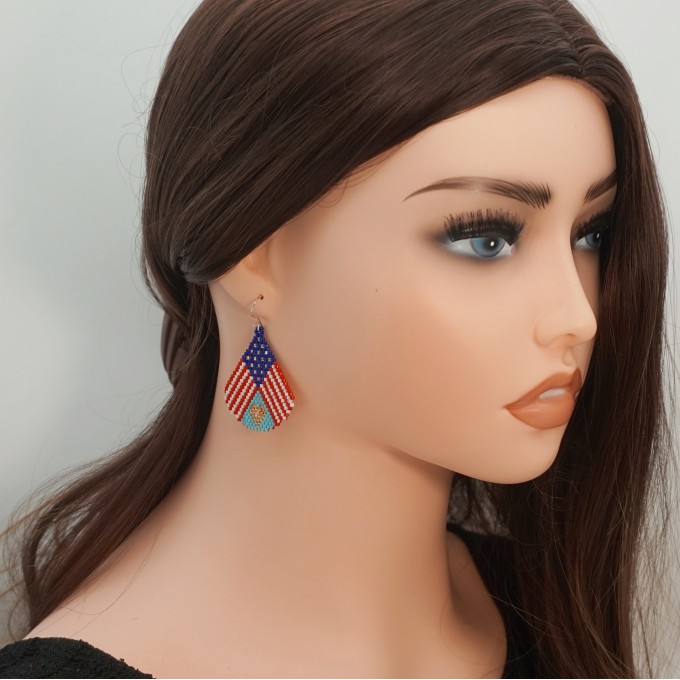 US Patriotic Bead Earrings Pattern