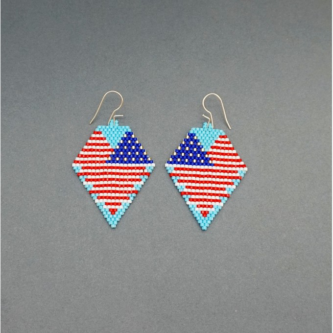 American Flag Earrings Beading Pattern