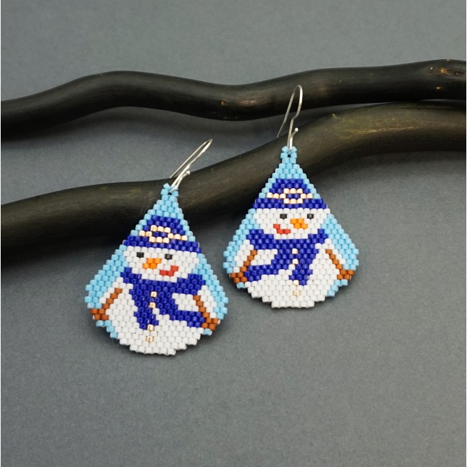 Snowman Beaded Earrings Pattern