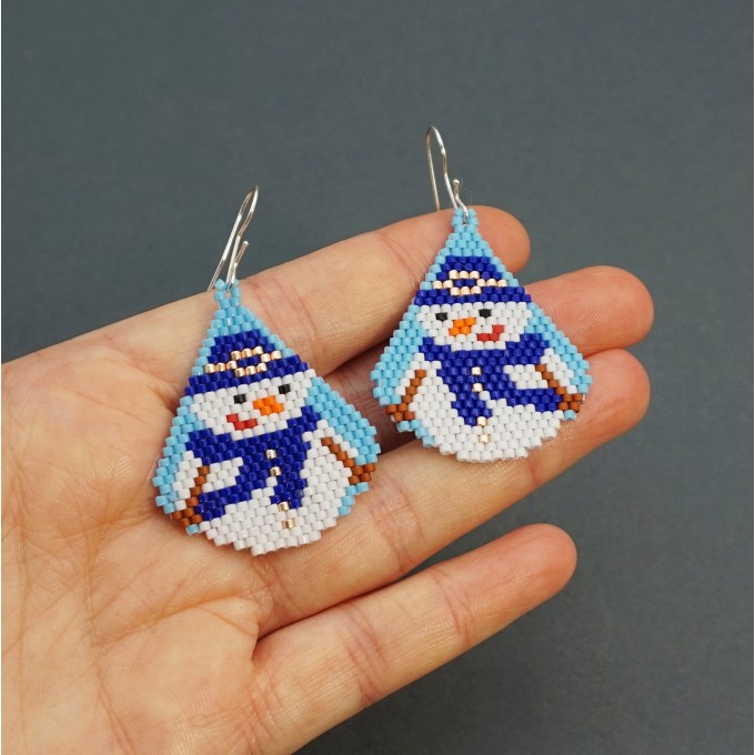 Snowman Beaded Earrings Pattern