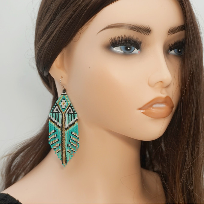 Turquoise Mint Fringe Bead Earrings Pattern