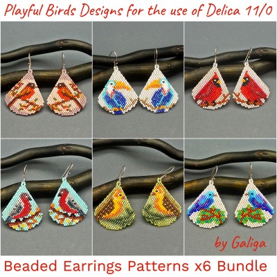Playful Birds Beaded Earrings Patterns Bundle