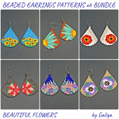 Beautiful Flower Earrings Patterns for Beading Set 2