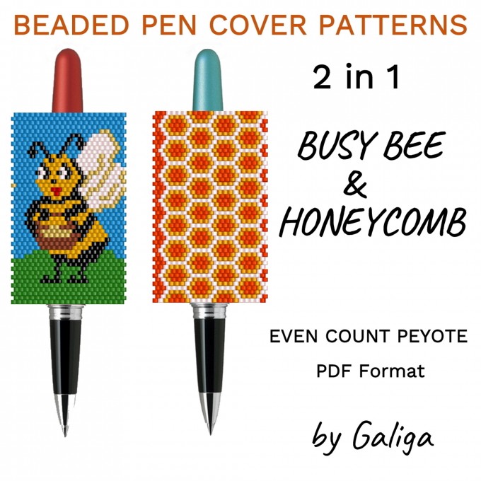 Pen cover pattern Honeycomb and Bee