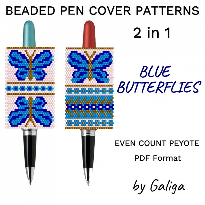 Pen cover pattern Blue Butterflies
