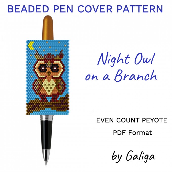 Night Owl on a Branch Beaded Pen Sleeve Pattern
