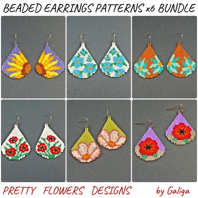 Beaded Earrings Set Pretty Flowers Designs 1