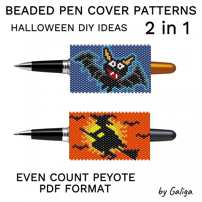 Witch on Broom and Funny Bat Pen Wraps