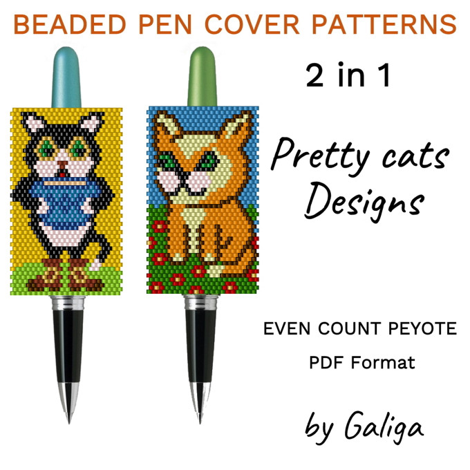 Pretty Kittens Bead Pen Wrap Patterns