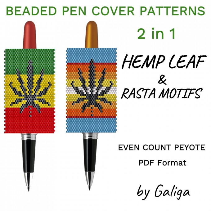 Pen cover pattern Hemp leaf