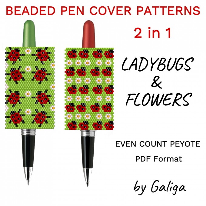 Pen cover pattern Ladybug and Daisy