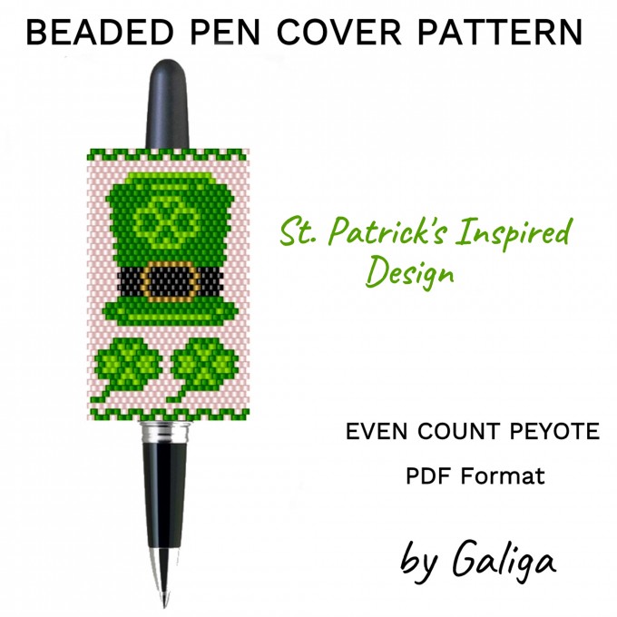 St Patrick's Day Pen Wrap Pattern Beaded