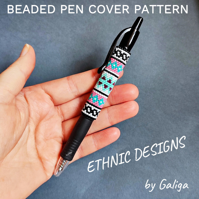 Pen cover pattern peyote Tribal