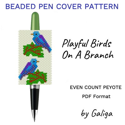 Bluebirds on a Branch Bead Pen Wrap Pattern