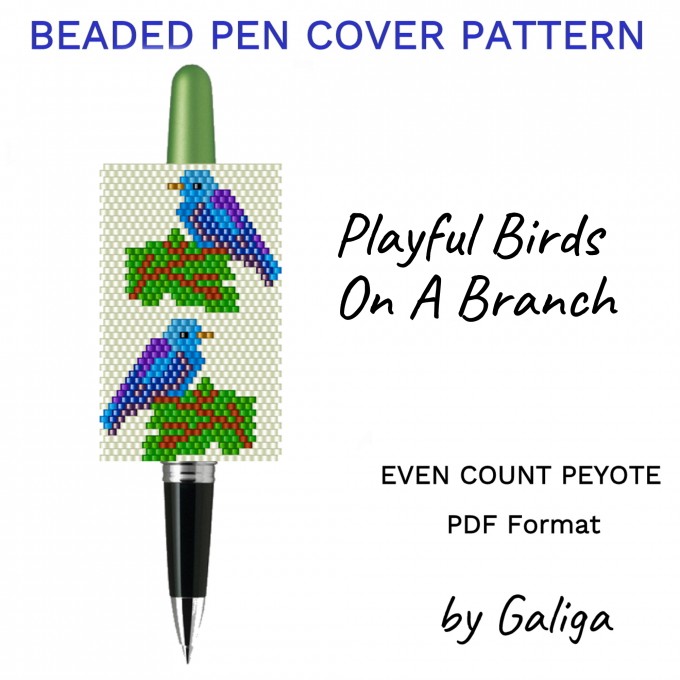 Bluebirds on a Branch Bead Pen Wrap Pattern