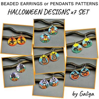 Beaded Earrings Patterns Halloween Design Bundle