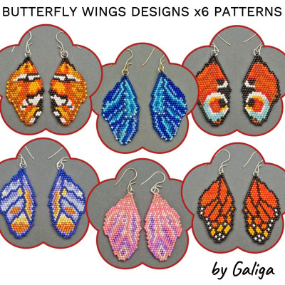 Butterfly Wing Bead Earrings Patterns Set
