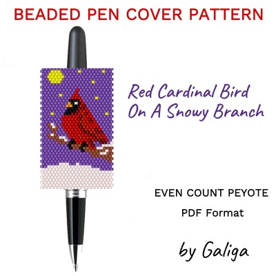 Red Cardinal Bird Bead Pen Wrap Pattern