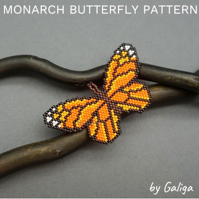 Beaded Monarch Butterfly Pattern for Earrings, Necklace, Medallions, Bag Charms, Brooches, Hair Accessories, Bookmarks, Greeting Cards
